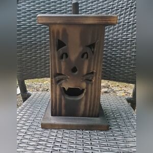 Hand Made Wooden Cat With Lights